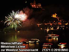 Rheinschifffahrt Mittelrhein-Lichter zur Weinfest-Sommernacht